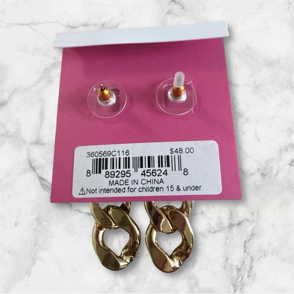 Betsey Johnson Leopard Print and Gold Chain Earrings NWT - Picture 2 of 2